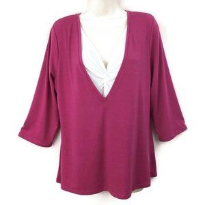 Christopher & Banks Large Pink Mock Layer Knit Top
